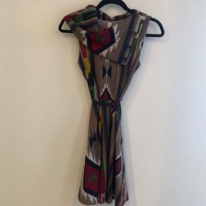 Pendleton print-inspired mini dress with braided belt.  Size small.  Never worn.